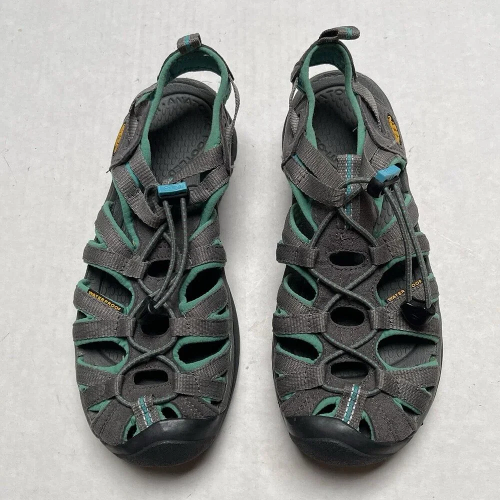 Keen Whisper Fisherman Sandals Womens 6.5 Grey Teal Strappy Vacation Casual - Picture 5 of 7